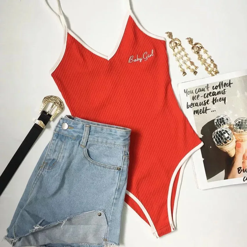 

2019 New Bikini Women's Hot Selling Sexy embroidered sling bodysuit baby Girl One-piece Swimming Suit Tops