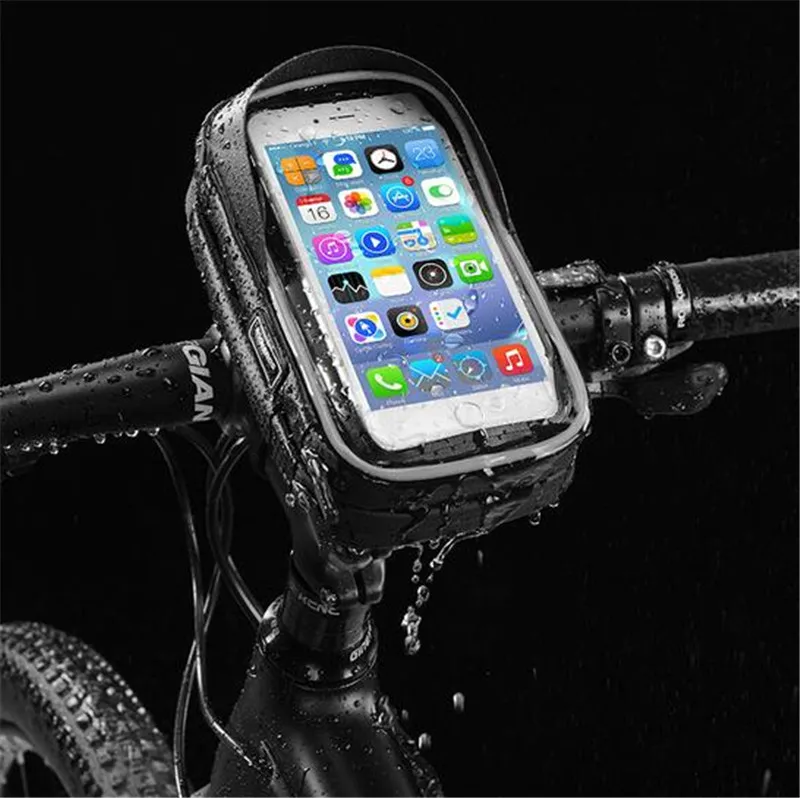 ROCKBROS 6.0 Inch Phone Bike Bicycle Bag Rainproof TPU Touch Screen Cell Phone Handlebar Holder MTB Bicycle Frame Pouch Bag