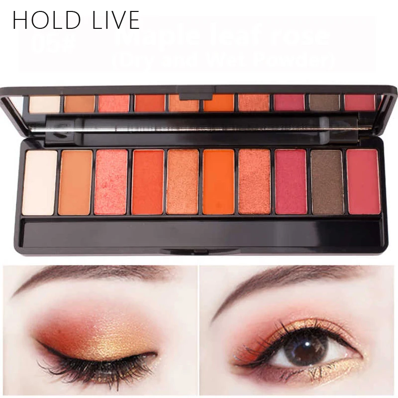 

HOLD LIVE Matte Eyeshadow Palette Earth Smoky Eye Shadow Powder 10 Colors Warm Nude Shimmer Mineral Eye Shadow Contour Cosmetics