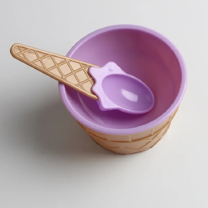 

Cute Kids Ice Cream Bowl With a Spoon Ice Cream Scoop Fruit Dessert Holder Cup Candy Bar Accessories Children Tableware