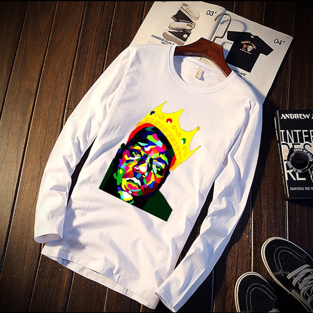 

New Long Sleeve T Shirt Unisex Tupac And B.I.G Rapper Pop Art Print 100% Cotton Top Tee Casual O Neck Streetwear Clothing