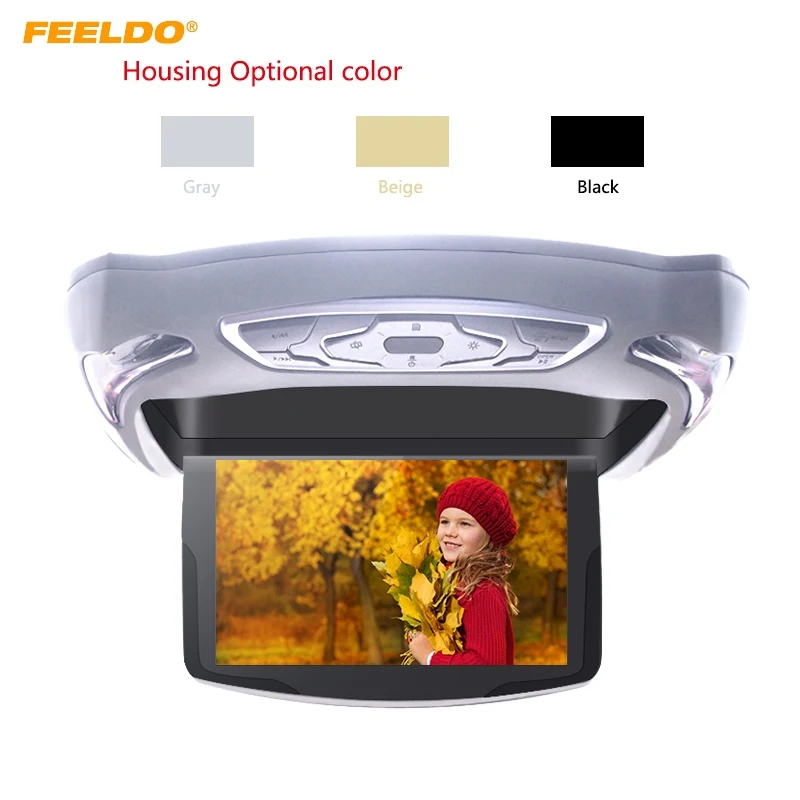 

FEELDO 10.1 Inch Car Roof Mounted DVD Player Digital LCD TFT Monitor Celling Flip Down DVD USB FM TV Game IR Remote