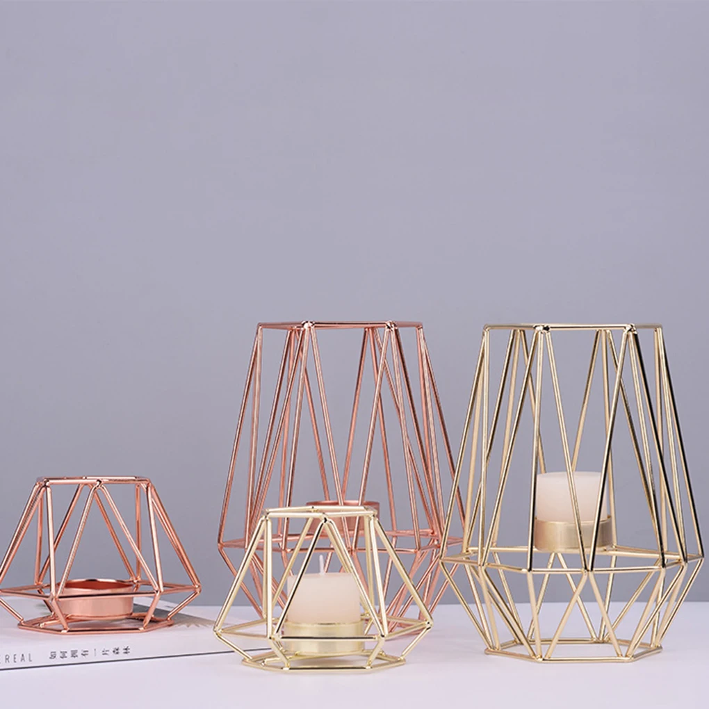 Золотистые железные подсвечники геометрический Подсвечник металл Tealight обету свечи чашки украшения дома