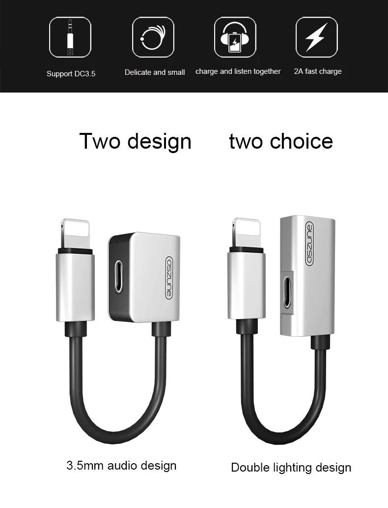 Audio Cable Adapter For iPhone 7 8 plus X 10 Earphone Cable For Lightning To 3 5mm 2 in 1 Headphone Jack Aux Cable Jack
