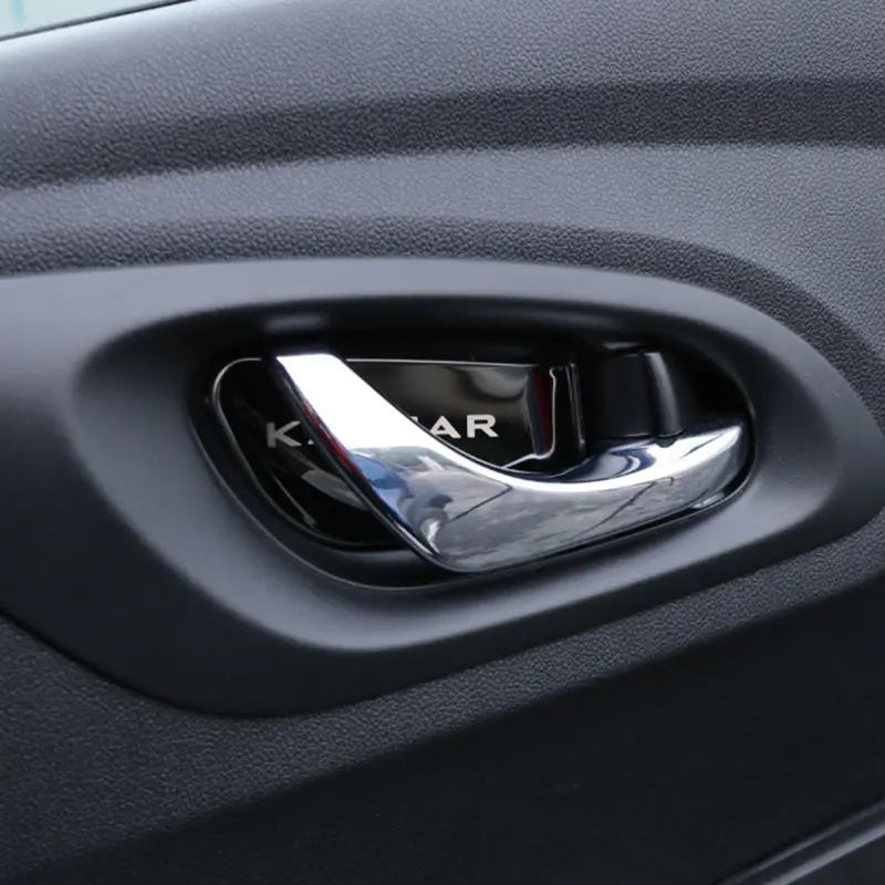 

IMTFOO BLACK STAINLESS STEEL INTERIOR DOOR HANDLE TRIM STICKERS FOR RENAULT KADJAR 2016 2017 ACCESSORIES CAR STYLING