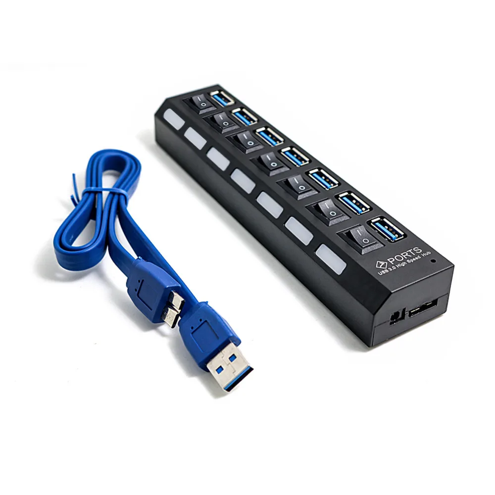7 Port Multi USB Port USB 3.0 HUB USB Splitter With On/Off
