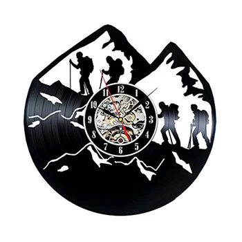 

2019 Vinyl Record Wall Clock Modern Design Outdoors Sport Theme Climbing Mountain 3d Decorative Hanging Clocks Watch Home Decor