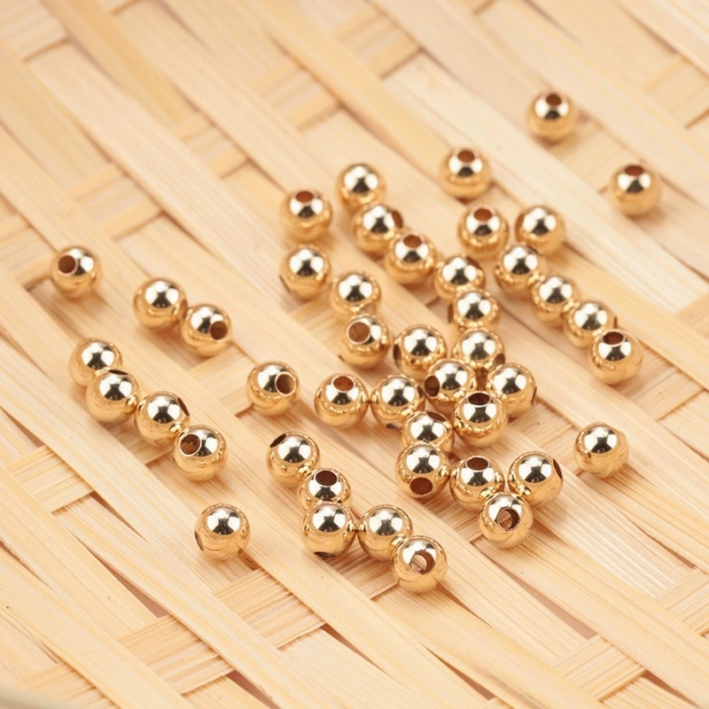 Wholesale 50PCS 2 4MM 14K Gold Filled beads round smooth jewelry beads for bracelet&necklace ...