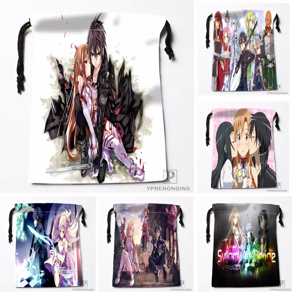 Пользовательские меч искусство онлайн Сумки на шнурке Печать Путешествия хранения мини мешок плавать Пешие прогулки игрушка мешок размер 18x22 см#180412-11-35