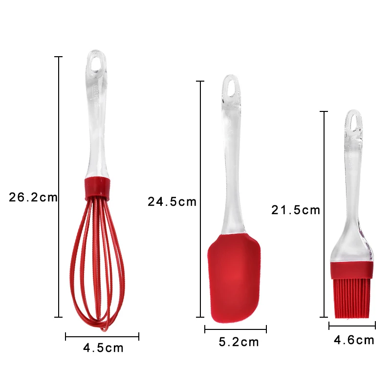 10 шт., 5 шт., набор силиконовых кухонных принадлежностей, наборы кухонной посуды, принадлежности для выпечки, термостойкие кухонные принадлежности, набор кухонной посуды 224 - Цвет: 3pcs Red