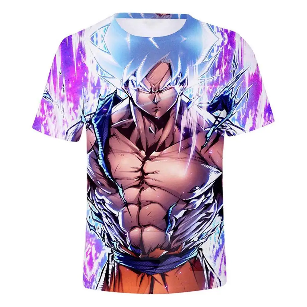 Супер Saiyan 3D футболка, аниме Dragon Ball Z Goku, летние модные футболки для мужчин/мальчиков, футболка с рисунком из мультфильма «Мастер Роши» размера плюс - Цвет: LE129
