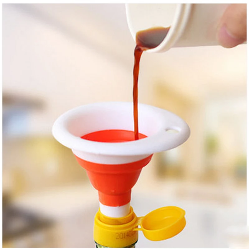 

New Silicone Foldable Collapsible Funnel Practical and safe Kitchen cooking Tools