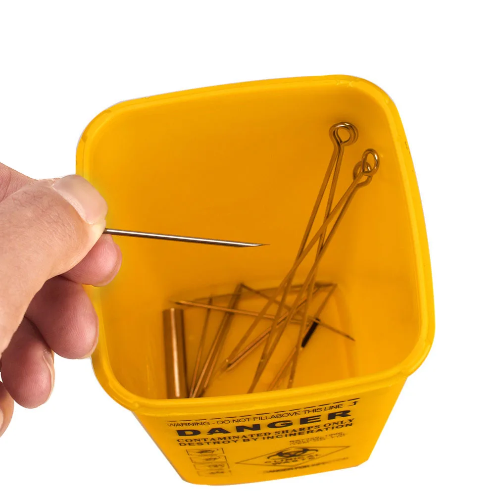 Tattoo Waste Box Medical Waste Bin Needle Waste Box Trash with Lid For Biohazard Tattoo Piercing Needles Disposal