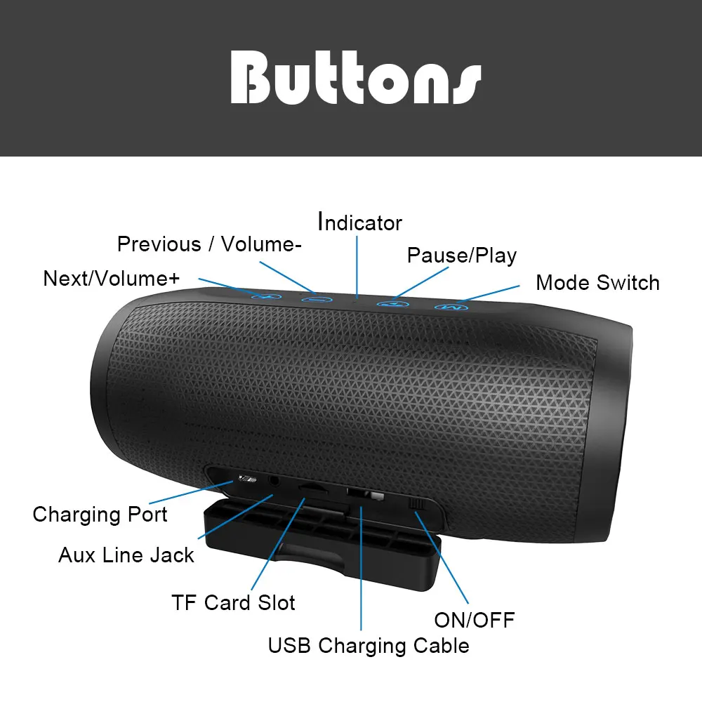 ZEALOT S16 портативный Bluetooth динамик наружная беспроводная Колонка для басов 3D стерео звуковой сабвуфер Водонепроницаемый SD/TF слот для карт