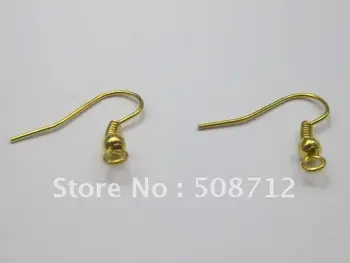 

Free shipping!!!!!2000pcs/lot glod colour earring hooks earring wires Free Nickel HEW0003