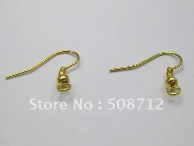 

Free shipping!!!!!2000pcs/lot glod colour earring hooks earring wires Free Nickel HEW0003