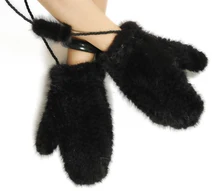 luxury women winter real knitted mink fur glove female genuine knitting mink fur Mitten Fur black brown hand make handwear