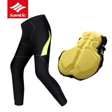 Santic, профессиональные мужские велосипедные штаны, длинные, 4D гелевая подкладка, дышащие, MTB, шоссейные, велосипедные штаны, сохраняющие тепло, уличная спортивная одежда, колготки