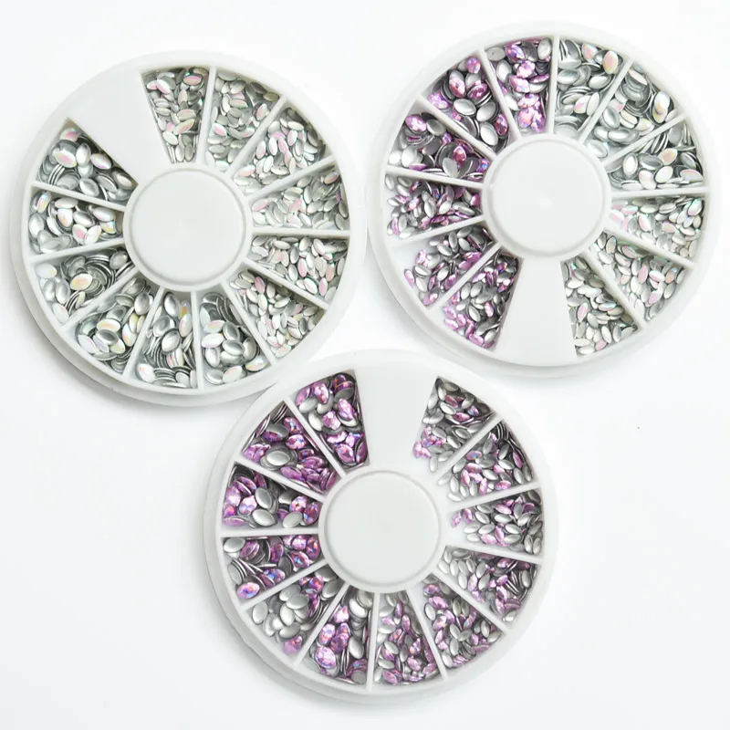 

AB Color 1 Wheel Mix Nail Art Decoration Horse-eye Shape Metal Rivets Nails Art Dekor Studs Spikes for Nail Salon Supplies #ZP62