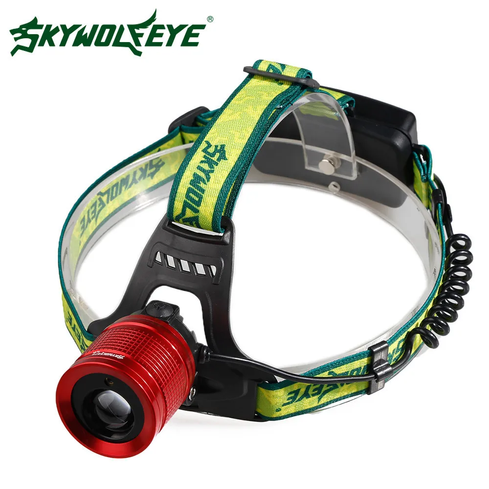 SKYWOLFEYE LED Headlamp Zoomable 2in1 5mw 650nm Laser Pen 4000LM CREE