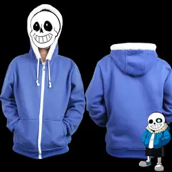 Игры Undertale Sans Толстовки Косплэй пальто толстовки на молнии зимние Утепленная одежда куртка с длинными рукавами Косплэй костюм с капюшоном