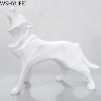 

New Wolf Resin Statue Model Modern Abstract Ice Wolf Wildlife Decor Gift Ornament Model Animal Totem Wolf Dog Sculpture Crafts