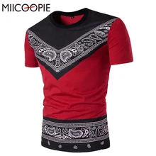 Мужская футболка с принтом в национальном стиле, короткий рукав, хлопок, о-образный вырез, Лоскутная футболка, брендовая, летняя, повседневная, облегающая, мужская