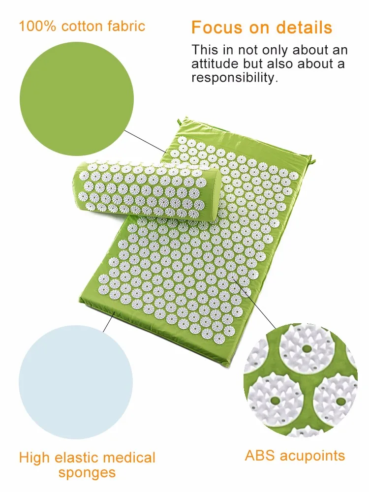 Back and Neck Pain Relief - Acupressure Mat and Pillow Set - Relieves Stress, Back, Neck, and Sciatic Pain Massage PL409-4