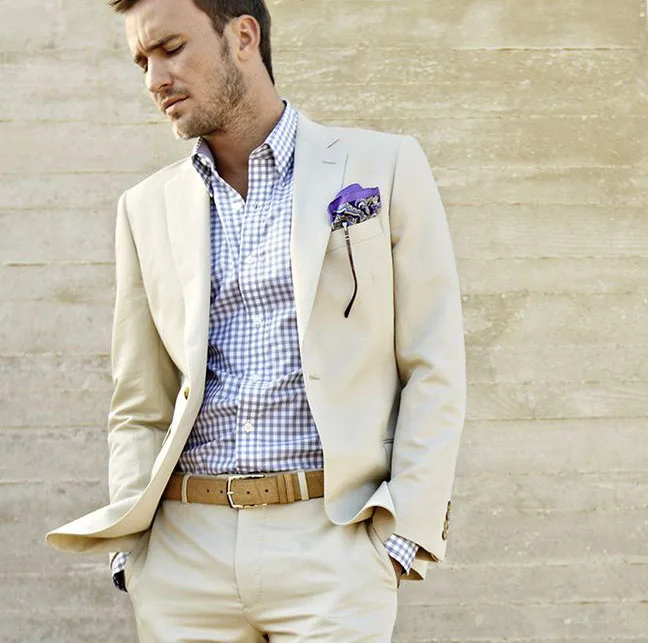 Aliexpress.com : Buy Men's Fashion Beige Linen Men Suits Slim Fit ...