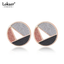 Lokaer, модные, титановые, нержавеющая сталь, геометрические серьги-гвоздики, розовое золото, матовая поверхность, серьги для женщин, девушек, E19162