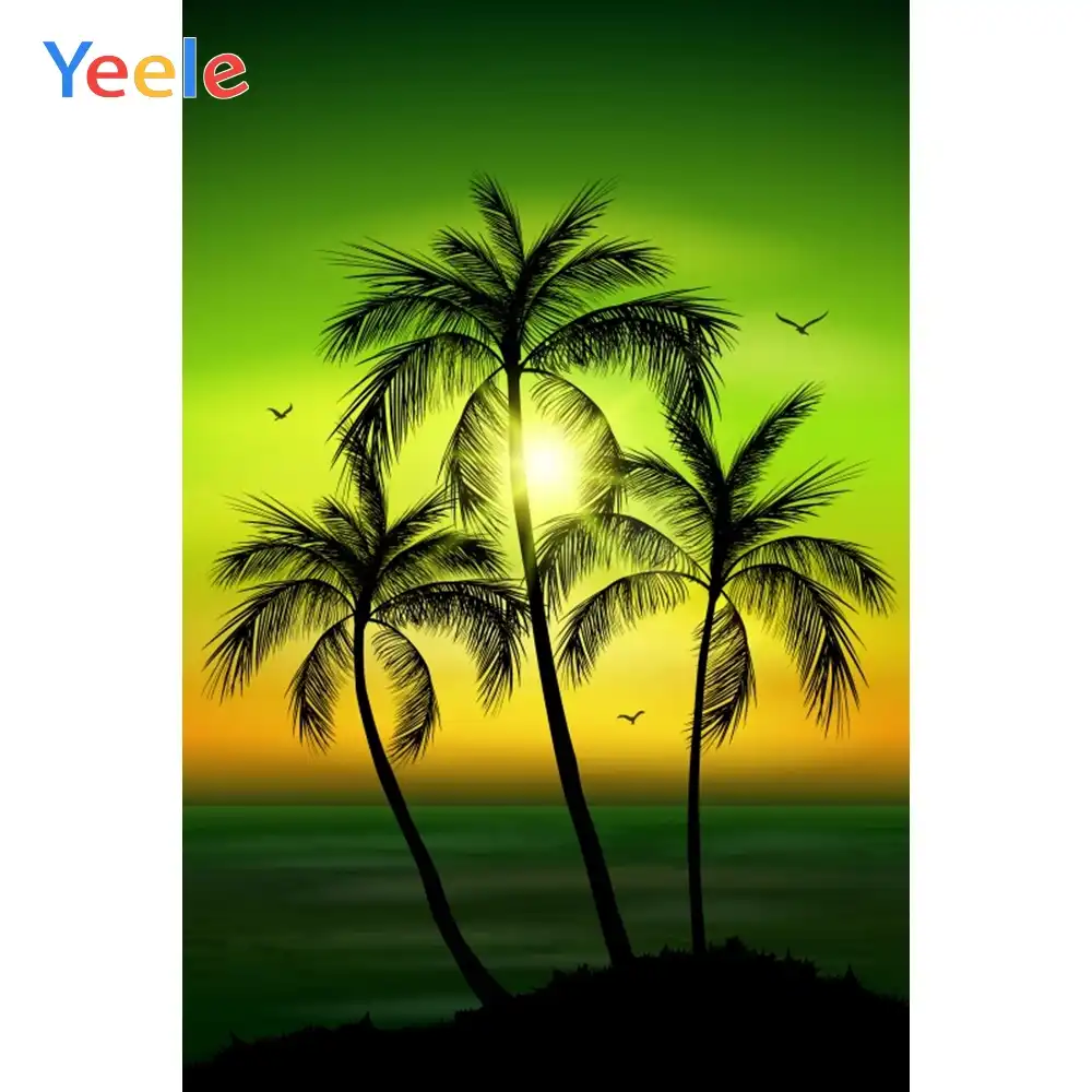 Yeele-Easter-Backdrop 10x8ft Easter Photography Background Eggs Blue Sky Beach Ocean Palm Tree Sunglasses Sunshine Photo Backdrops Pictures Studio Props Wallpaper