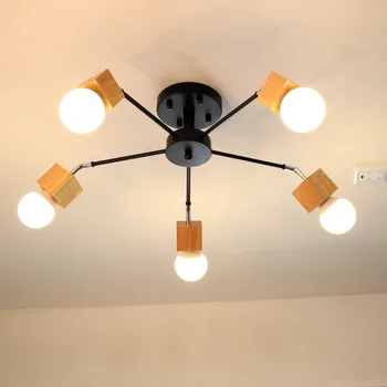 

Nordic Chandeliers Lamps Wood led home Hanging light fixture for Living Room Dining bedroom 110-240V