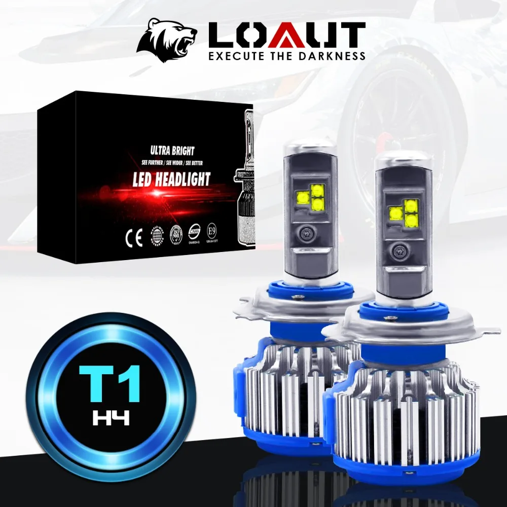 

LOAUT 2018 H4 H4-3 9003 H4-2 Led 12V 24V Car Led Headlight Bulb Cooling Fan 8000LM 80W Automobile Headlamp 6000k White Light