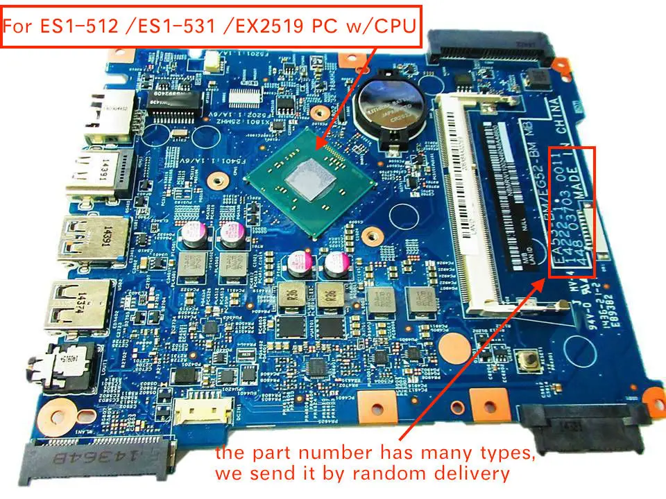 Для acer aspire ES1-512 ES1-531 EX2519 материнская плата EA53-BM EG52-BM 448.03703.001/448.03708.0011/448.05302.0011