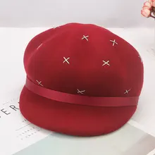 Женские козырьки для отдыха шляпа для взрослых Newsboy шерстяная шапка британская женская джокер Ретро Шерсть восьмиугольная шапка регулируемые теплые шапки B-8952