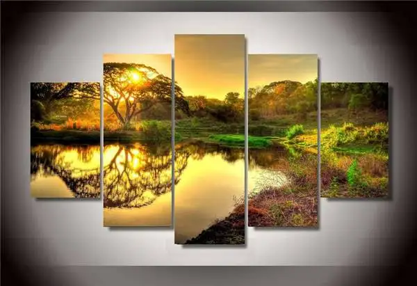 Hd Печатный Wild Sunrise Hdr Группа живопись стены отпечатанная на холсте Картина декор комнаты печать плакат картина холст /Ny-1008