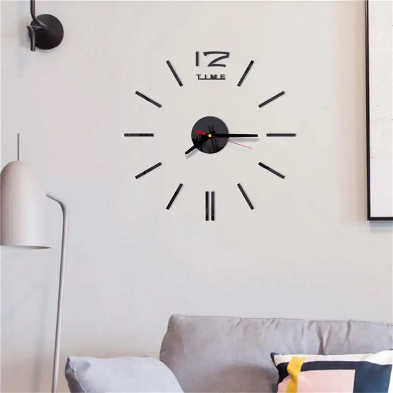 40cm Self-adhesive PVC Kitchen DIY 3D Removable Wall Stickers Kids Nursery Home Decor Mural Art Funny DIY Silent Clock 19Apr1