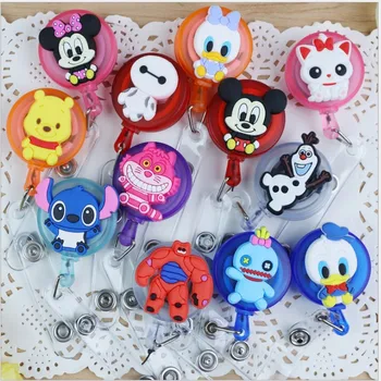 

Mickey Minnie Stitch Retractable Badge Reel High quality silicone Cartoon Student Nurse ID Name Card Badge Holder