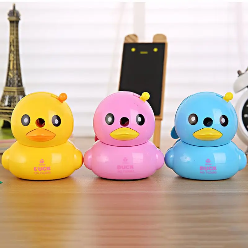 Creative Cartoon Duck Pencil Sharpener Mechanical Manual Hand Cranking Stationery School Office Supplies Student Kids Gift