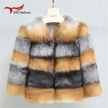 

Fox Fur Coat Gold Luxury Natural fur coats Thick Natural Fox Coats Short Sleeve Genuine Silver fox Fur Winter Jacket Women A#44