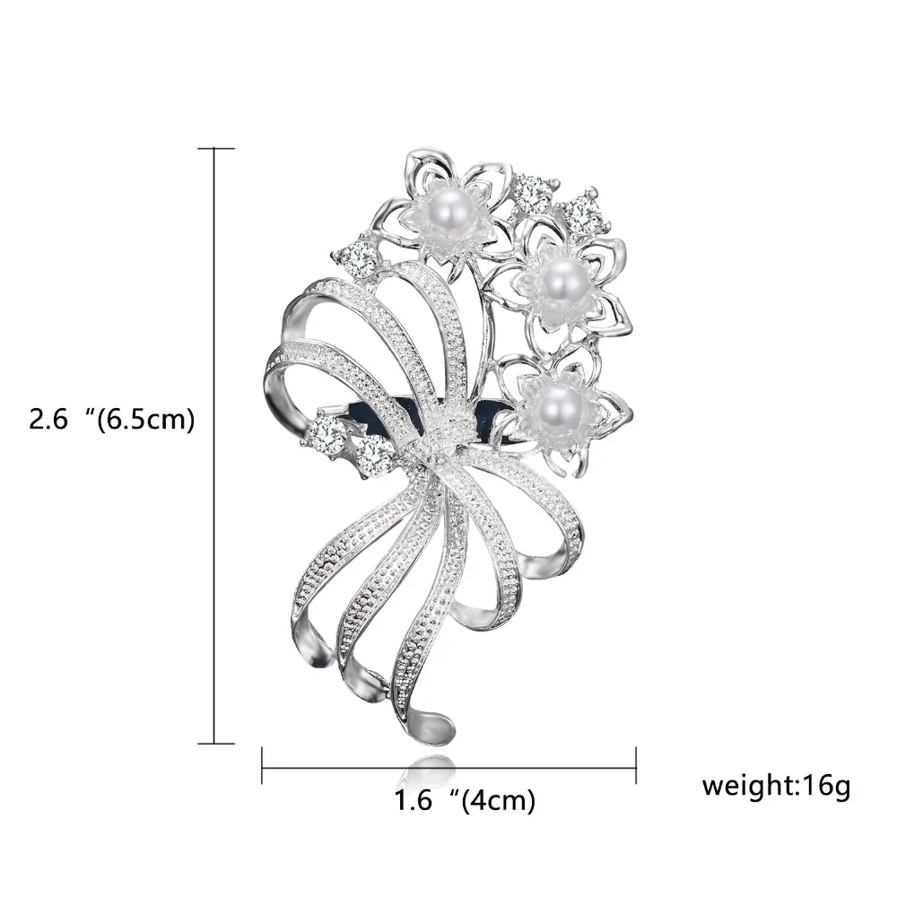 Rinhoo большая Серебряная пластина, сплав, цветок, лист, жемчуг, стразы, брошь, свадебная брошь для женщин, ювелирное изделие, подарок