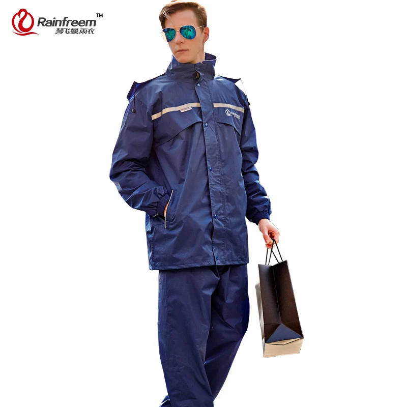 

Rainfreem Impermeable Raincoat Women/Men Hood Rain Poncho Waterproof Rain Jacket Pants Suit Rainwear Men Motorcycle Rain Gear