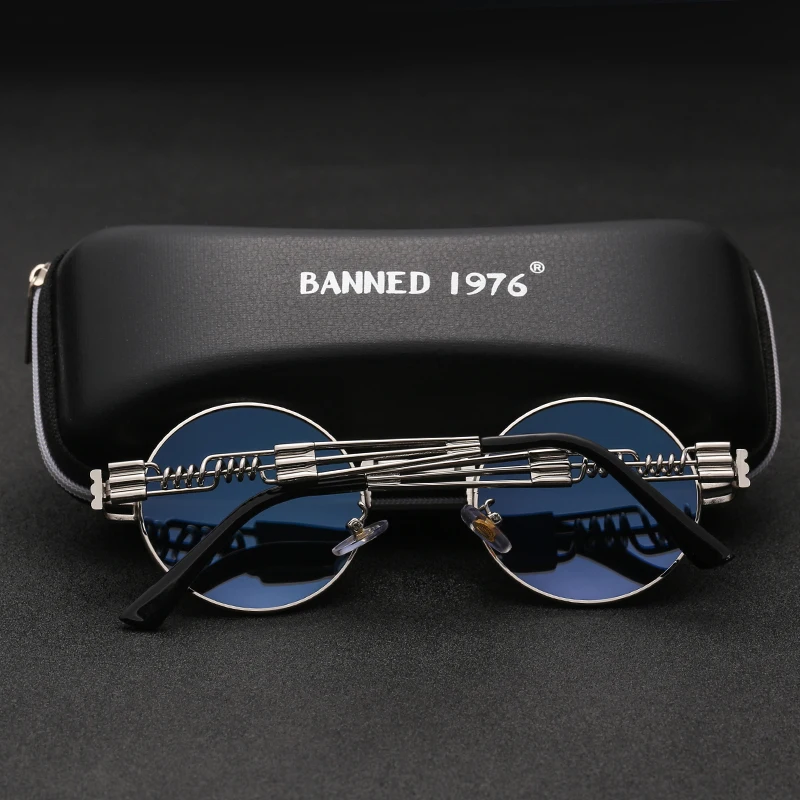 Goedkoop Gepolariseerde Gothic Steampunk Zonnebril Mannen Vrouwen Fashion Brand Designer Vintage Ronde Shades Metalen Frame Zonnebril Oculos