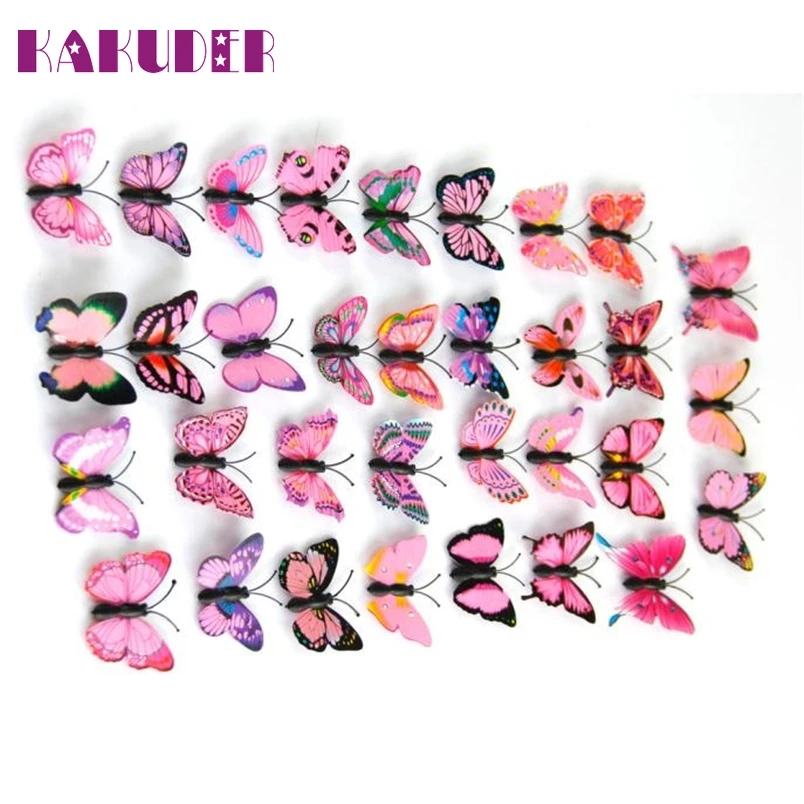 Kakuder 12x 3D Красивая маленькая бабочка Настенная Наклейка фотоаппликация * 25