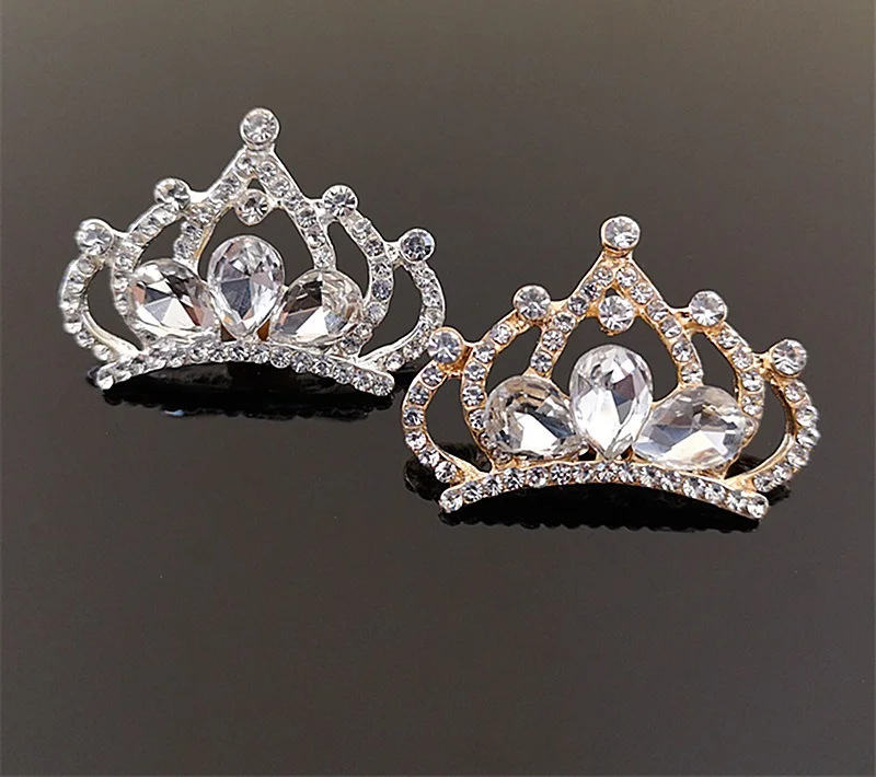 

Rhinestone Alloy Tiara Buttons Crowns Embellishment for Invitation Card DIY hair accessories for baby headbands [dejorchicoco]