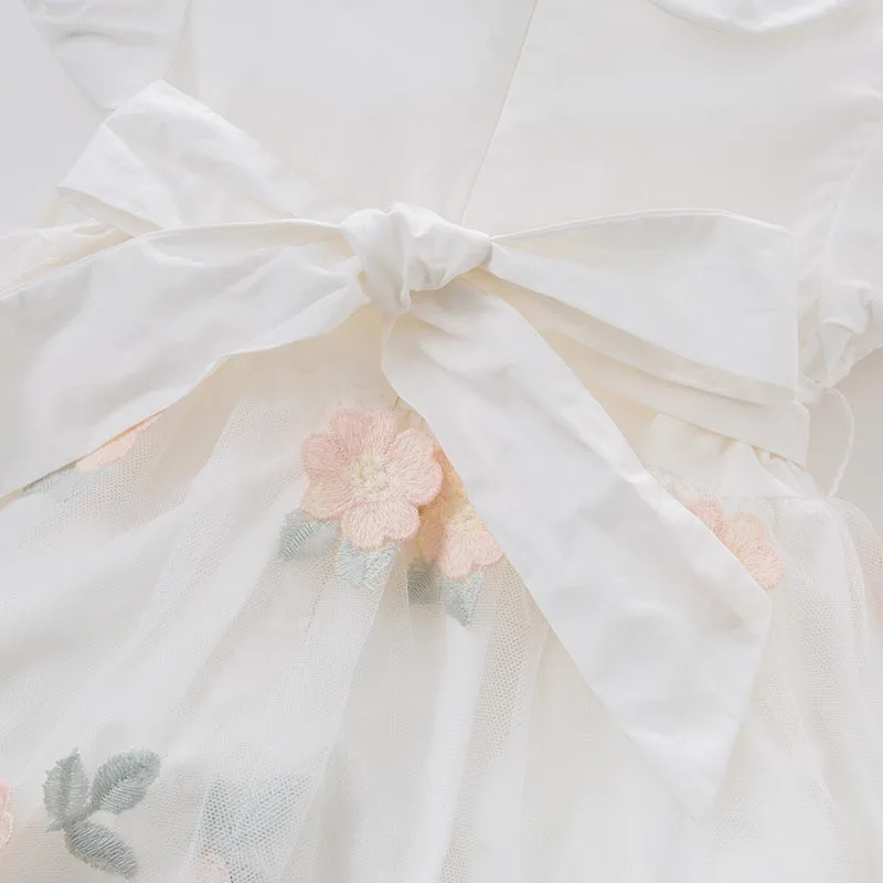 Dave bella/платье с вышитыми цветами для маленьких девочек; нарядное платье принцессы на свадьбу и День рождения; Эксклюзивная детская одежда с большим бантом