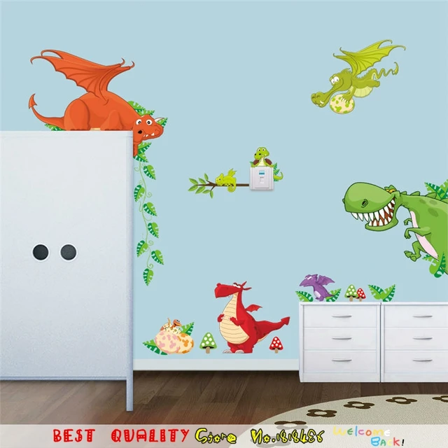 Cute Dinosaur Wall Art Home Decorations Kids Wall Stickers Christmas