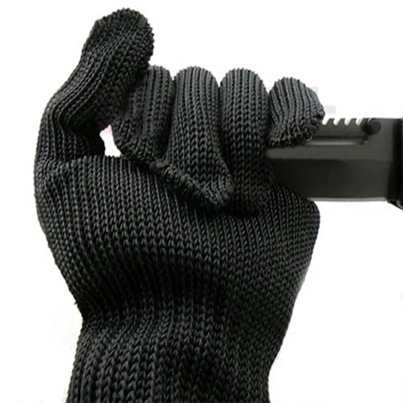 1/пара черный Рабочая защитная перчатки порезостойкие защитные нержавеющей стали мясник анти-резки перчатки перчатки рабочие Перчатки