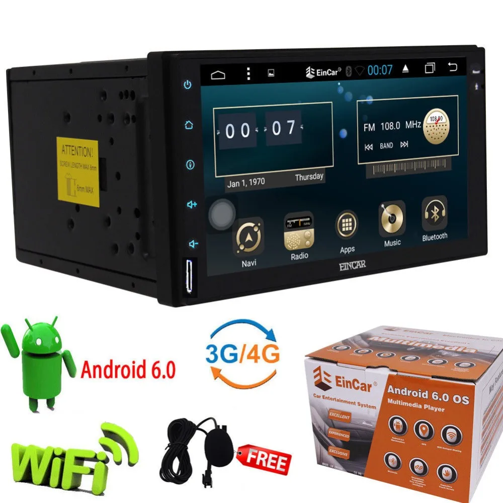 

Support GPS Navigation/Mirrorlink/SWC/OBD2 EinCar Double 2 Din Android 6.0 In Dash Quad Core Car Stereo GPS Navigation Head