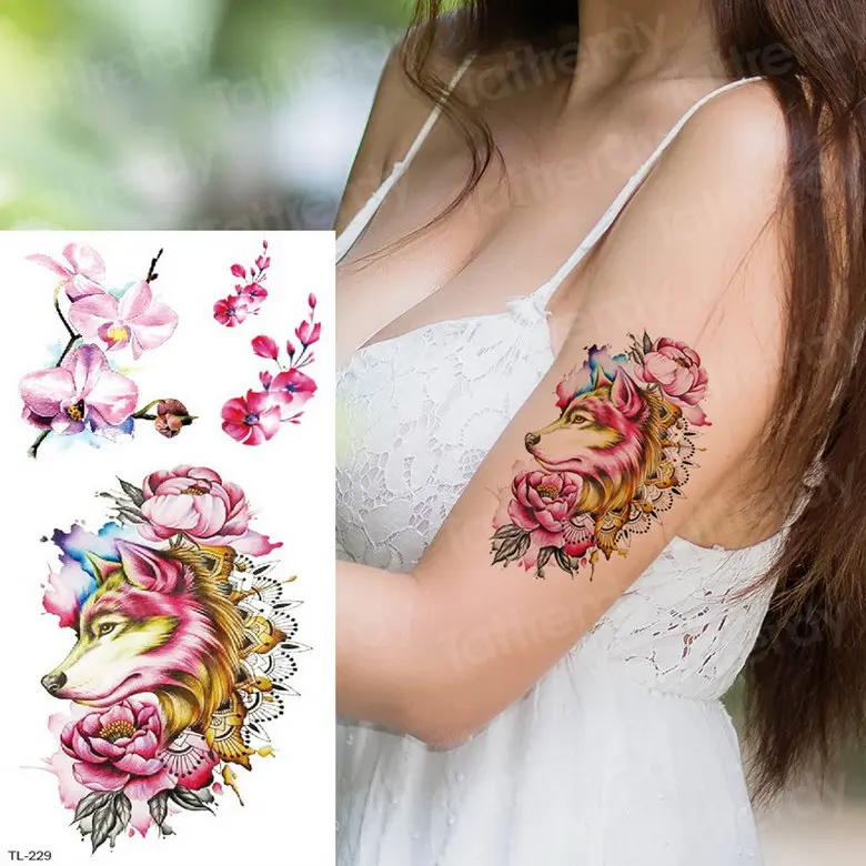 Татуировки и боди-арт mehndi наклейки для рук рукава татуировки Цветок лотоса индийские тату Девушки Женщины временные модные татуировки - Цвет: TL229